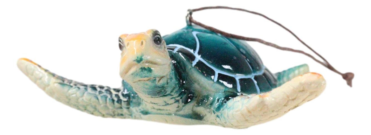 Set Of 4 Nautical Blue Sea Turtles Ocean Marine Wall Hanger Decor Tree Ornaments