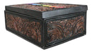 Metaphysical Rainbow 7 Chakra Zone Floral Scrollwork Tarot Cards Trinket Box