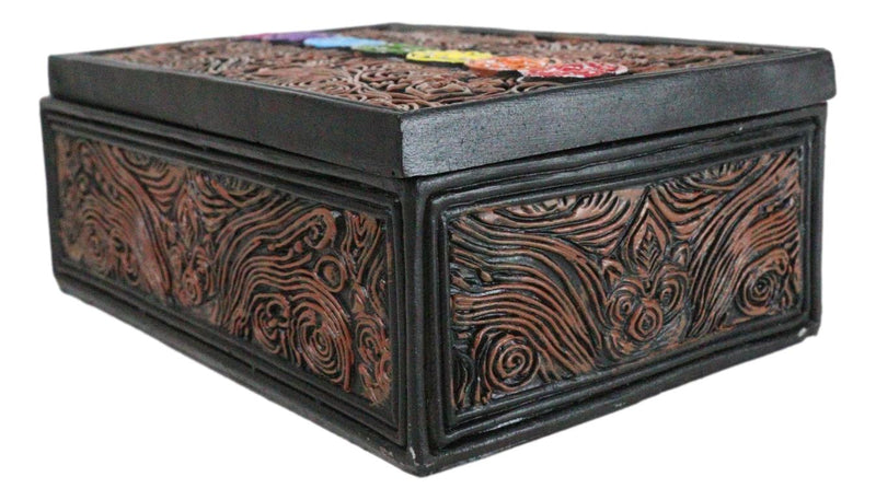 Metaphysical Rainbow 7 Chakra Zone Floral Scrollwork Tarot Cards Trinket Box