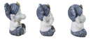 Set of 3 White Blue And Gold Turban See Hear Speak No Evil Ganesha Figurines