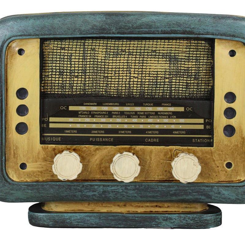 Novelty Vintage Retro Blue Antique Radio Player Money Coin Savings Piggy Bank