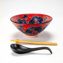 Red Dragon King Ceramic Ramen Rice Bowl With Soup Spoon Chopsticks And Rest Set