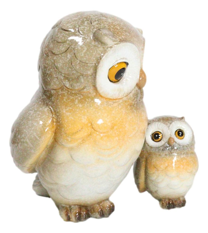 Forest Wisdom Tales Whimsical Mother Owl And Baby Owlet Family Figurine