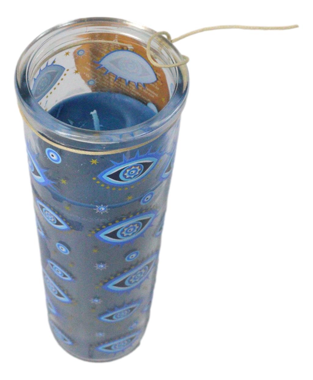 Ebros Wicca All Seeing Eye White Rose Scented Candle in Glass Tube 8.25 Inch