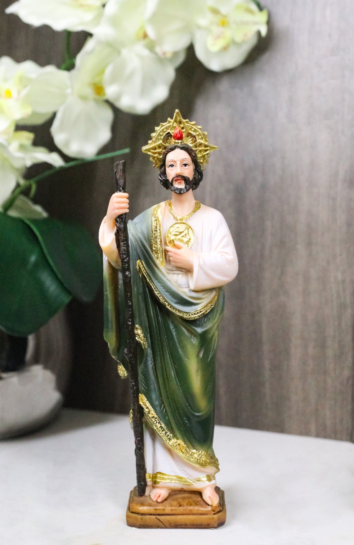 Saint Jude Thaddeus Apostle Disciple Of Jesus Fire And Sun Medal Figurine 12"H