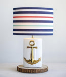 Sea Nautical Coastal Golden Ship Anchor Ceramic Table Lamp Navy Sailor Shade