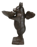 Cast Iron Rustic Western Butler Flying Winged Pig Carrying Leaf Jewelry Dish