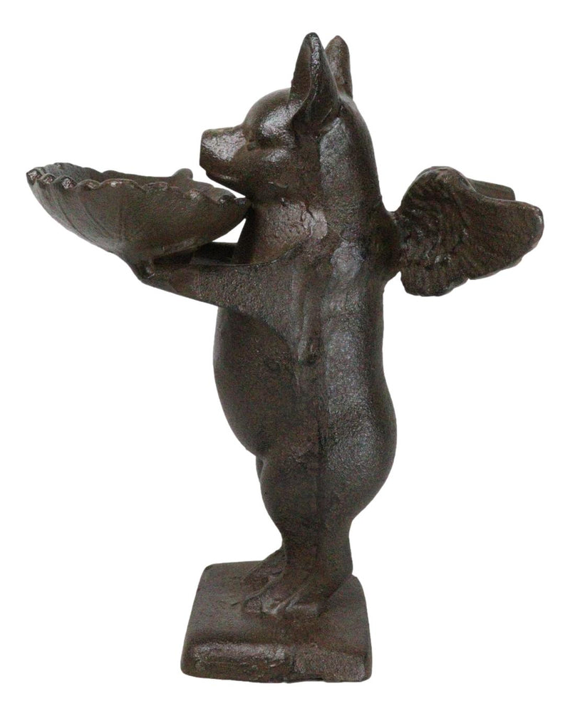 Cast Iron Rustic Western Butler Flying Winged Pig Carrying Leaf Jewelry Dish