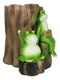 Whimsical Green Frogs Welcome Sign Decorative Floral Vase Or Planter Figurine