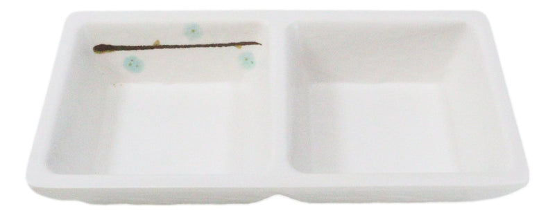 Pack Of 6 Yukino Hana Snowflakes Melamine 2 Partition Condiments Sauce Dishes