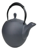 Dark Gray Textured Round Tetsubin Large Cast Iron Teapot With SS Strainer 44oz