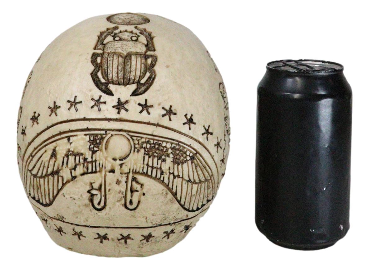 Ebros Bone Ancient Egyptian Gods Paranormal Voodoo Scarab Dung Beetle Skull Statue 8.5" Long Figurine - Ebros Gift
