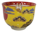 Japanese Cranes With Red Moon Yellow Donburi Ramen Soup Bowl With Chopsticks Set