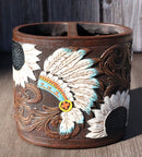 Southwestern Native American Indian Chief Headdress Feathers Toothbrush Holder