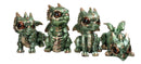 Set of 12 Metallic Purple Green & Black Mini Cyborg Steampunk Dragon Figurines