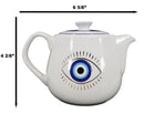 White Gothic Alchemy Porcelain Wicca Evil Eye Of Providence Protection Tea Pot