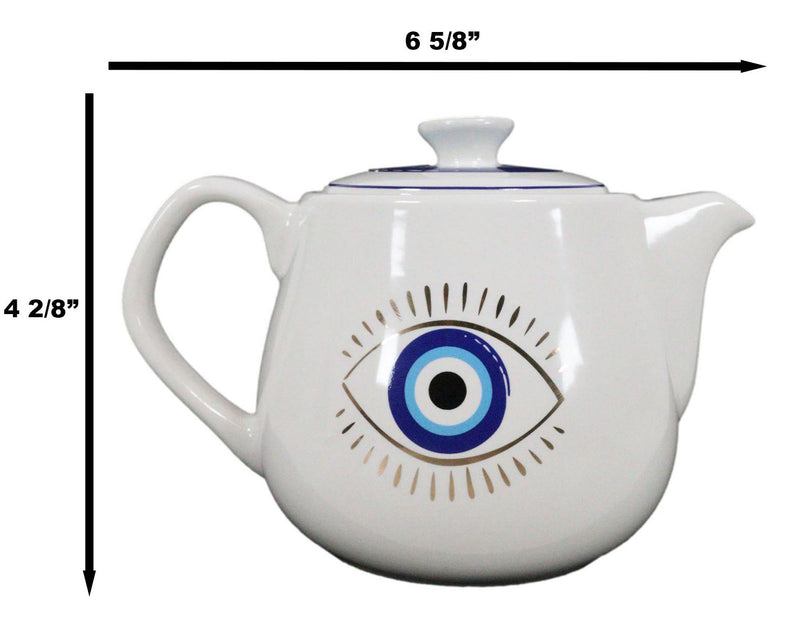 White Gothic Alchemy Porcelain Wicca Evil Eye Of Providence Protection Tea Pot