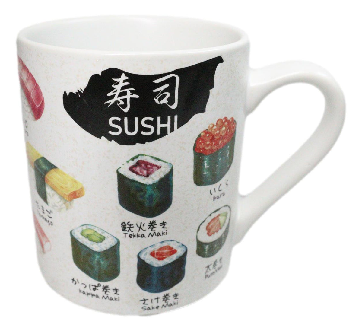 Japanese Icons Colorful Sushi Sashimi Rolls Textured Ergonomic Mug Cup 11oz