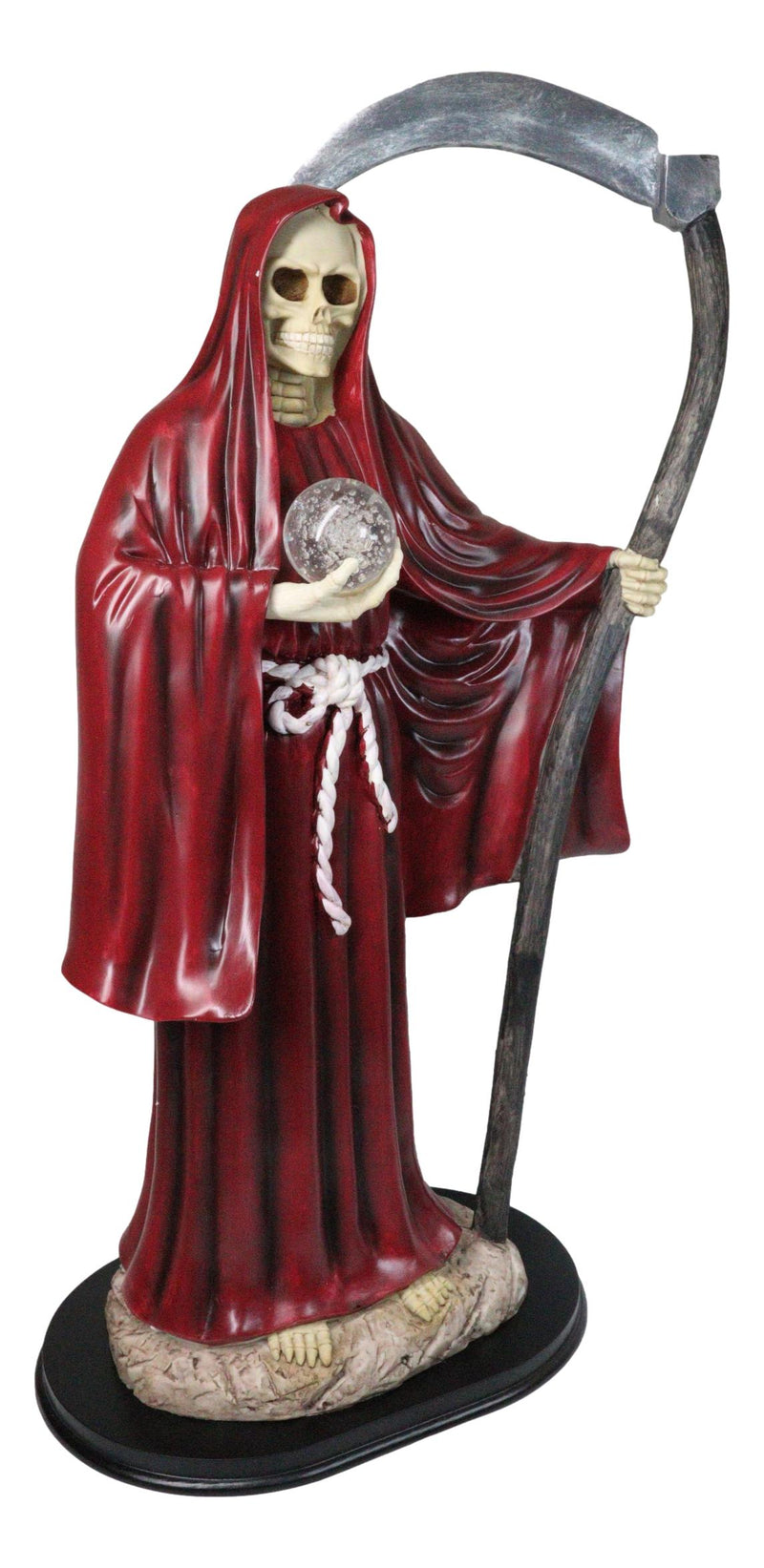 Large 2 Feet Tall Holy Death Santa Muerte Holding Scythe In Red Robe Statue