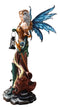 Large 4.5 Ft Moon Spell Caster Fairy With Owl Cat And Solar LED Lantern Statue