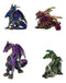 Set of 4 Colorful Metallic Elemental Dragons in Multiple Poses Mini Figurines