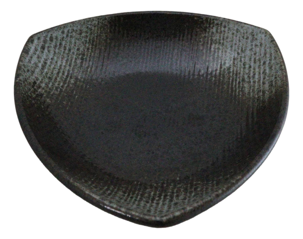 Set Of 5 Charcoal Grey Hakumu Ceramic Appetizer Salad Triangular Deep Plates