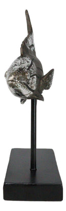 Nautical Marine Silver Tone Lyretail Anthias Fish Sculpture With Pole Stand Base