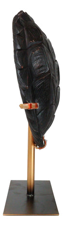 Large Nautical Marine Jagged Shell Faux Sea Turtle Sculpture With Pole Stand
