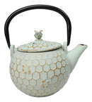 Mint Green Rustic Honeycomb With Bee Petite Cast Iron Teapot 10oz Tea Pot