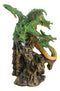 Fantasy Three Headed Green Dragon Hydra Perching On Ancient Tree Figurine 5"H
