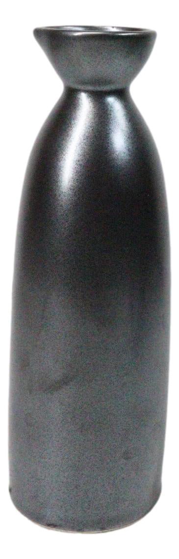 Set Of 6 Porcelain Tetsu Kesho Iron Balck Japanese Wine Sake Tokkuri Flasks 9oz