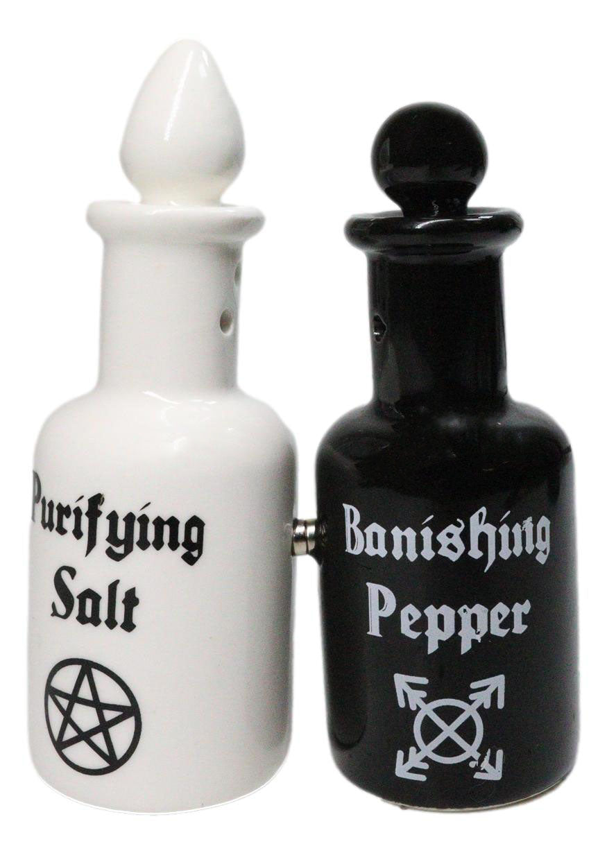 Magic Potion Bottles Purifying Salt And Banishing Pepper Ceramic Shakers Set
