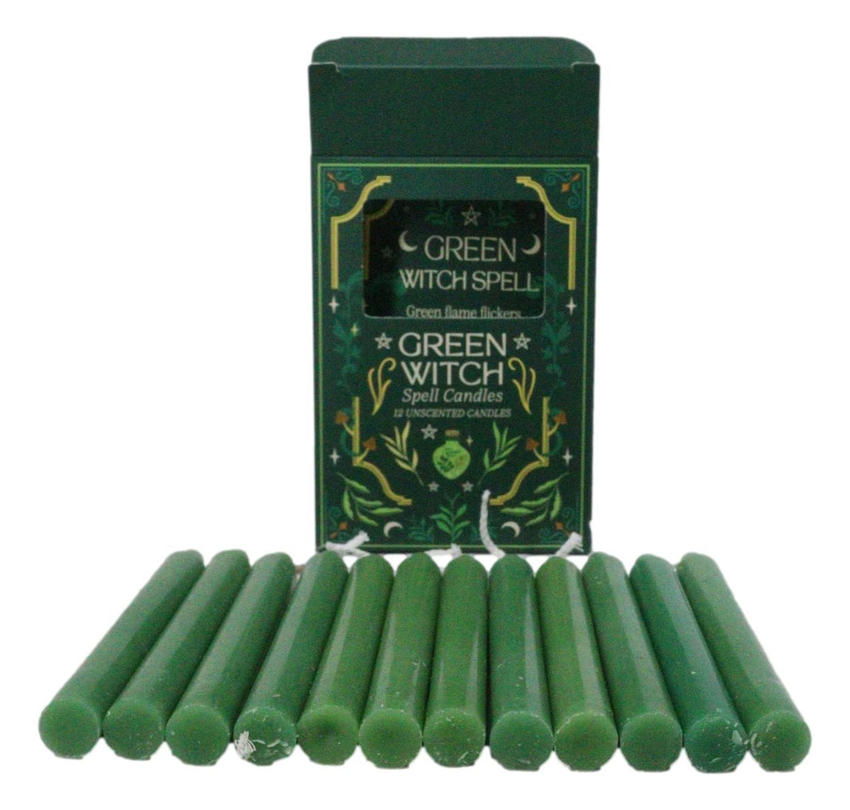 Ebros Green Witch Spell Candles 4 Inch Unscented Green Candles Pack of 12