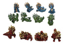 Set of 12 Colorful Metallic Baby Rock Dragons in Multiple Poses Mini Figurines