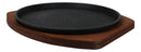 Personal Size Cast Iron Round Fajita Steak Pan Skillet With Wood Trivet Base8"D