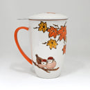 Sparrows Maple Leaves 15oz Porcelain Tea Mug With Lid & Stainless Steel Infuser