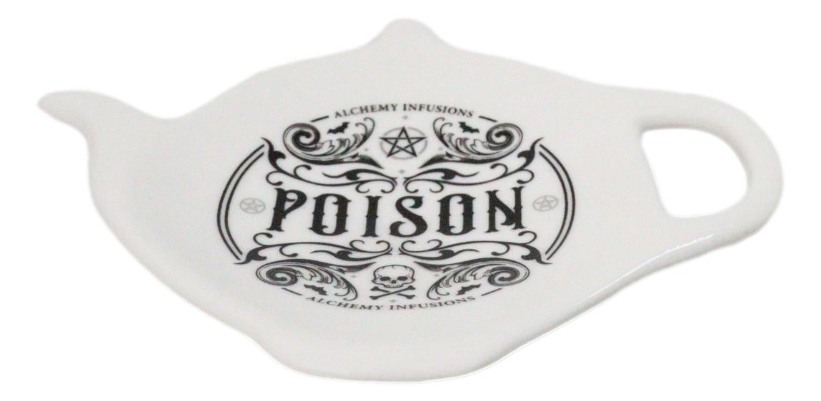 Pack Of 2 Wicca Poison Witch Alchemy Ceramic Tea Spoon Or Bag Holder Plates