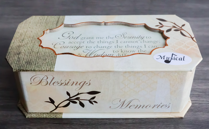 Blessings Memories Love God Grant Serenity Courage Wisdom Musical Trinket Box