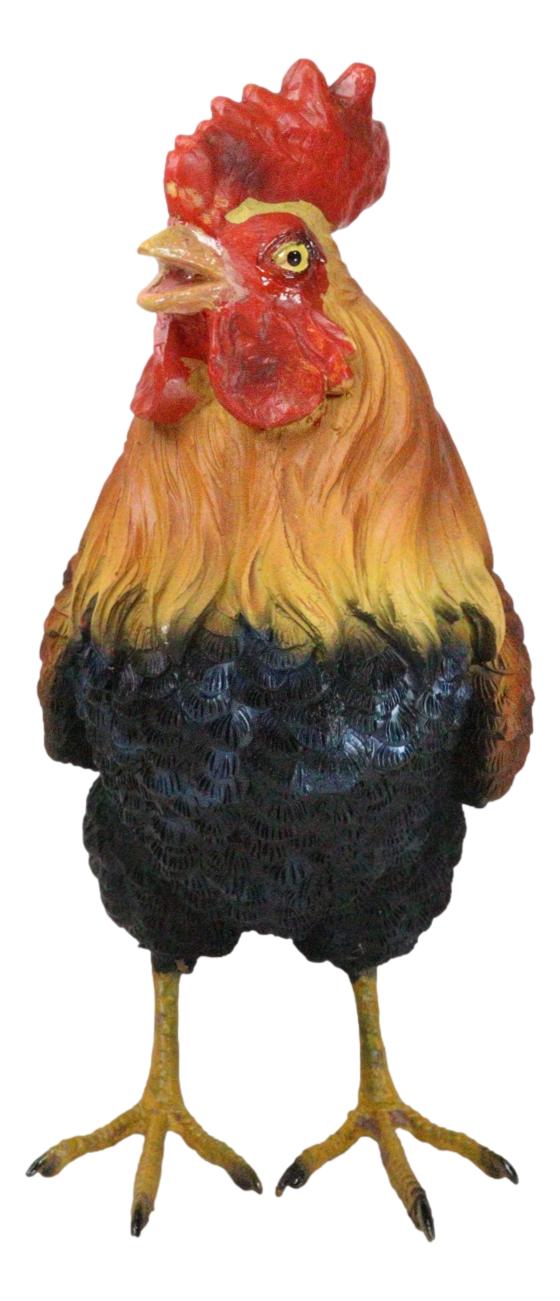 Rustic Western Proud Country Chicken Rooster In Stately Pose Figurine 8"Tall