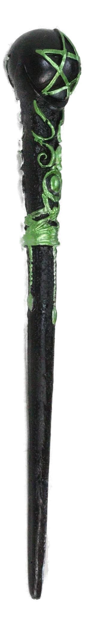 Wicca Shadowsong Pentagram Green Shaman Cosplay Magic Wand 9.5" Accessory Prop