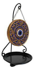 Evil Eye with Mandala Floral Scroll Round Medallion Backflow Incense Cone Burner