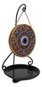 Evil Eye with Mandala Floral Scroll Round Medallion Backflow Incense Cone Burner