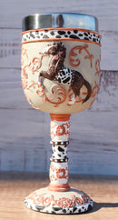 Trail Of Painted Ponies Western Leather Cowboy Horse Pony Scroll Art Wine Goblet