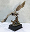 Electroplated Pewter Silver Bald Eagle With Open Wings Soaring Over Tree Statue