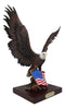 Large Wings Of Liberty Bald Eagle Set On American Flag Statue With Base 17"