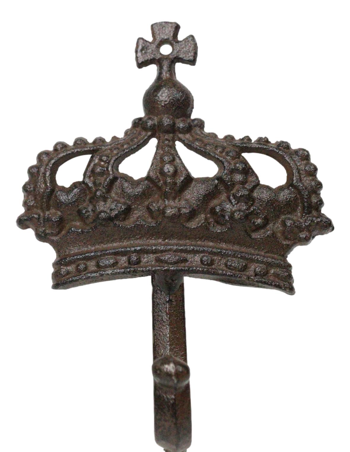 Pack Of 4 Cast Iron Medieval Royalty King and Queen Crowns Wall Coat Hooks