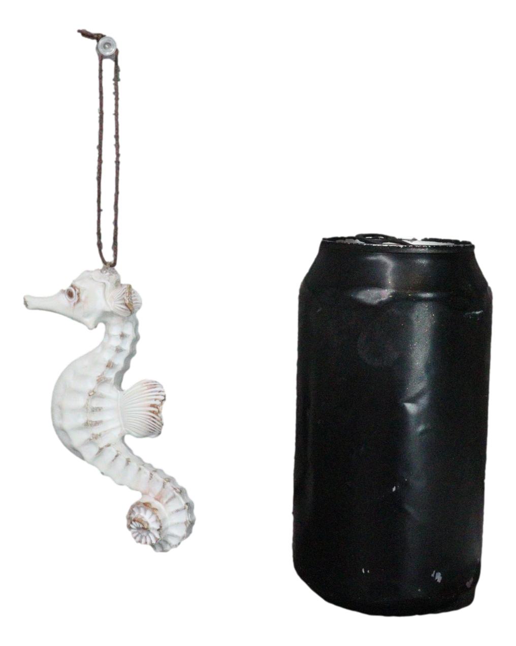 Set Of 6 Antique White Seahorses Ocean Marine Wall Hanging Decor Tree Ornaments