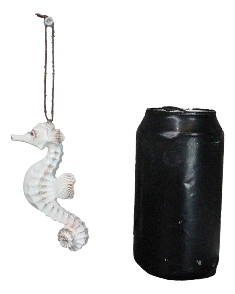 Set Of 6 Antique White Seahorses Ocean Marine Wall Hanging Decor Tree Ornaments
