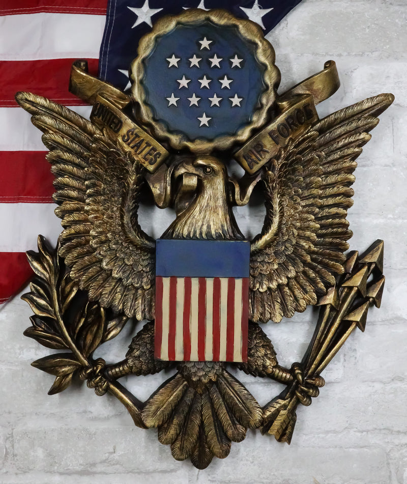 United States Air Force Emblem American Flags And Bald Eagle Wall Decor Plaque