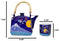 Blue Mount Fuji With Full Moon Ceramic Hexagonal Teapot With 4 Tea Cups Set